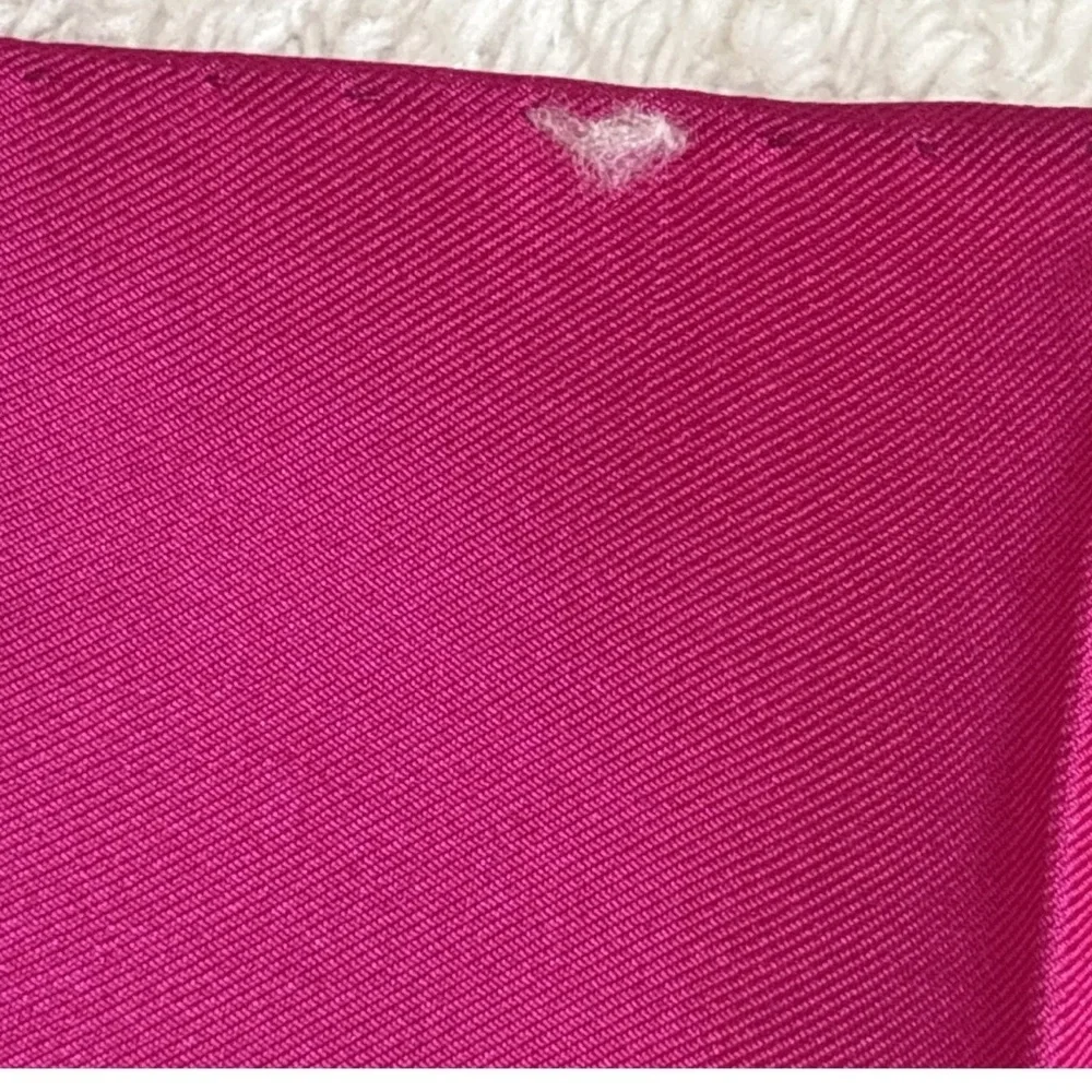 Christian Dior Silk Scarf 30in Fuchsia Pink Floral Botanical Leaves Design